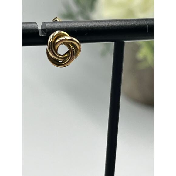 Designer Signed 14k Yellow Gold Classic Love Knot Post Stud Small Earrings 2.1g - Picture 9 of 10